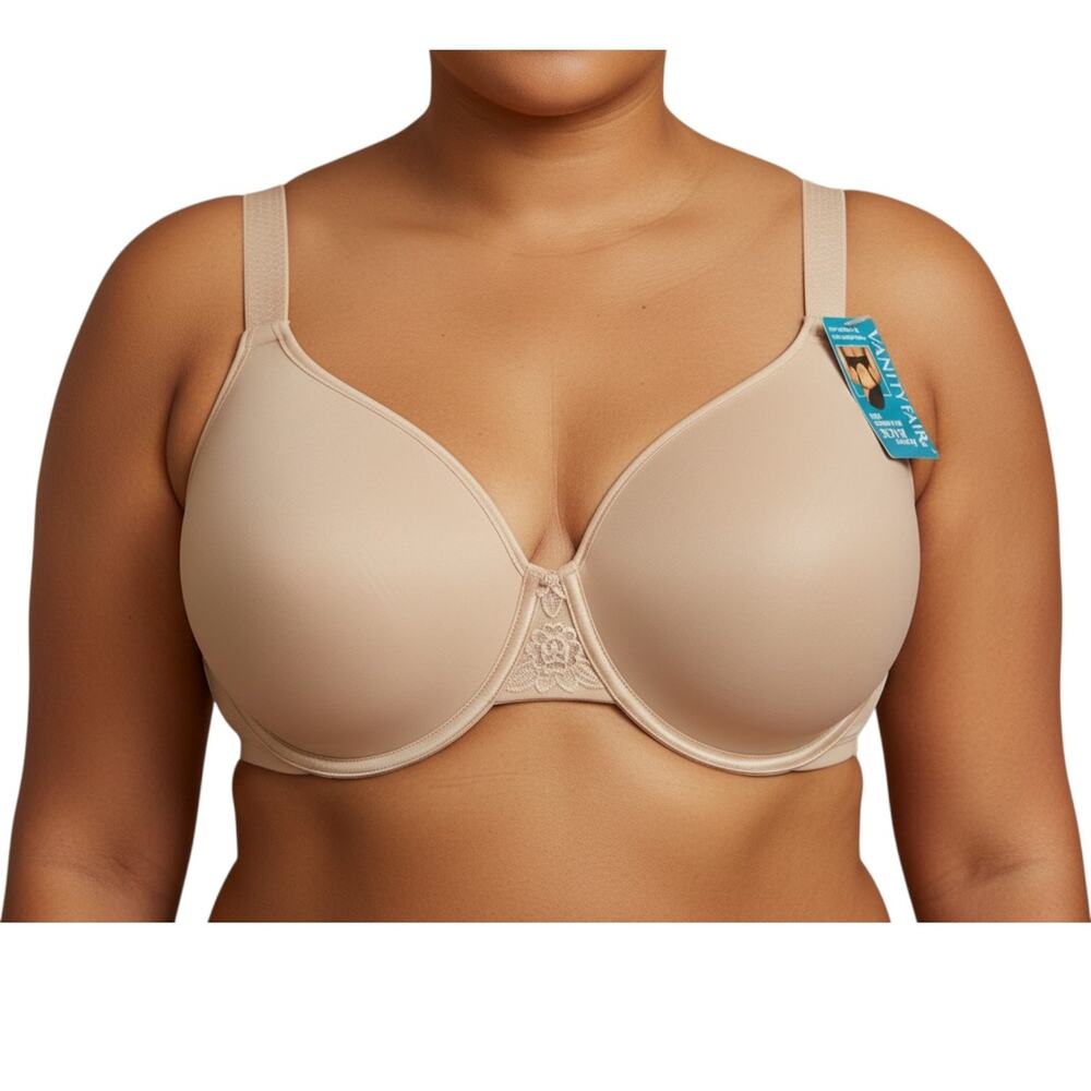 Vanity Fair Beauty Back Bra 44D Beige Full Figure Underwire 76380 NWT Smooth Bac